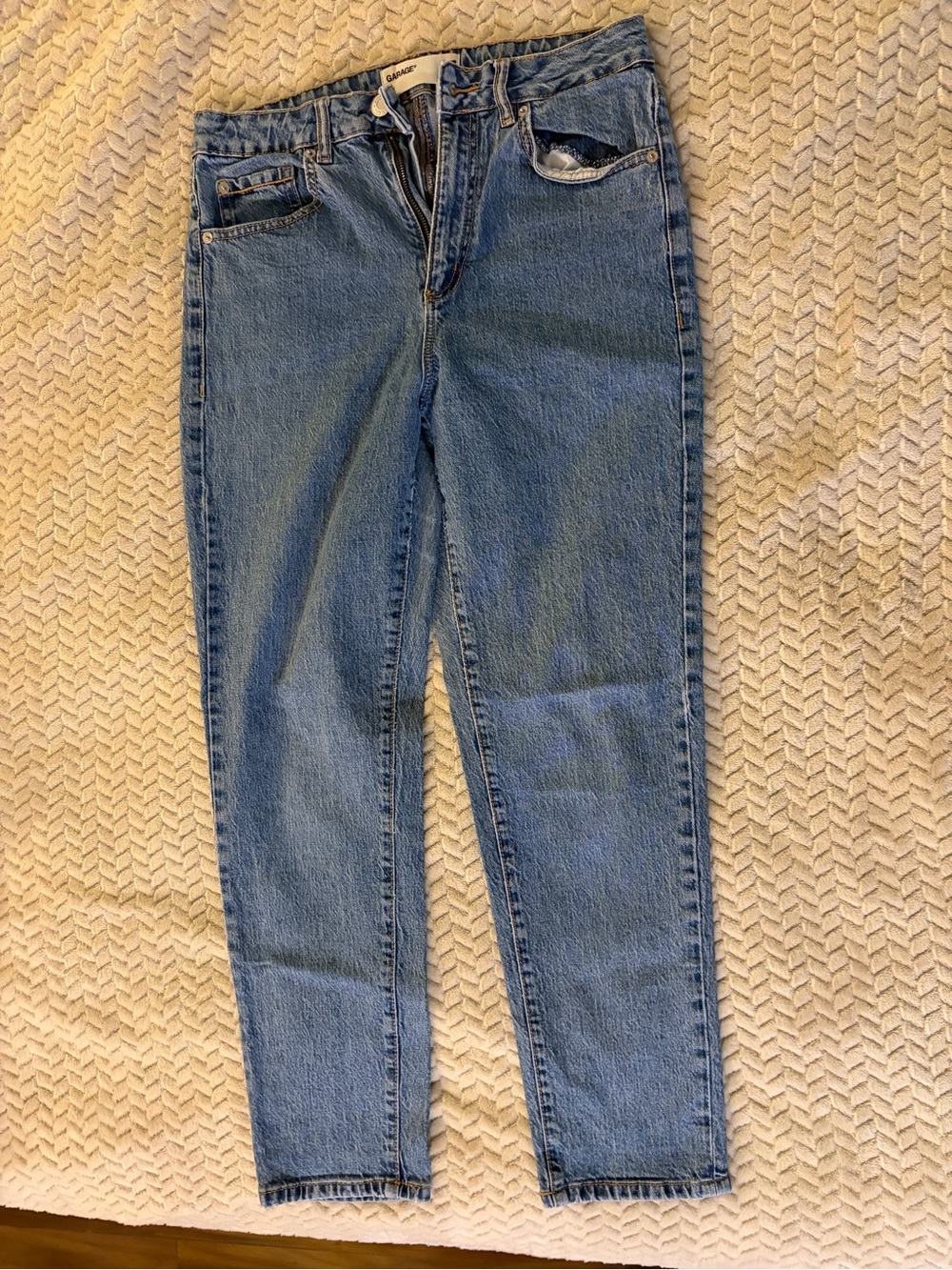 Garage High-Rise Blue Straight-Leg Jeans